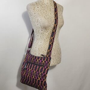 Vera Bradley Hipster Crossbody "Jazzy Blooms" Pockets Quilted Zip Closure Bag
